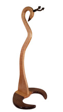 Load image into Gallery viewer, This beautiful guitar stand is made of 1 1/4" thick Tiger Maple with a Tiger Maple and Black Walnut base.